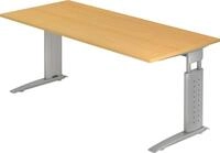 HAMMERBACHER Schreibtisch Schreibtisch C-Fu&szlig; 180x80cm Buche/Silber