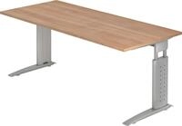 HAMMERBACHER Schreibtisch Schreibtisch C-Fu&szlig; 180x80cm Nussbaum/Silber