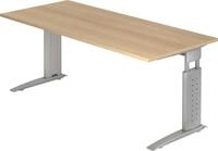 HAMMERBACHER Schreibtisch Schreibtisch C-Fu&szlig; 180x80cm Eiche/Silber