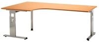 HAMMERBACHER Schreibtisch Winkeltisch C-Fu&szlig; 200x120cm 90 Grad Buche/Silber