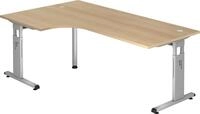 HAMMERBACHER Schreibtisch Winkeltisch C-Fu&szlig; 200x120cm 90 Grad Eiche/Silber