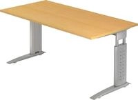 HAMMERBACHER Schreibtisch Schreibtisch C-Fu&szlig; 160x80cm Buche/Silber