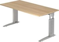 HAMMERBACHER Schreibtisch Schreibtisch C-Fu&szlig; 160x80cm Eiche/Silber