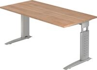 HAMMERBACHER Schreibtisch Schreibtisch C-Fu&szlig; 160x80cm Nussbaum/Silber
