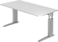 HAMMERBACHER Schreibtisch Schreibtisch C-Fu&szlig; 160x80cm Wei&szlig;/Silber