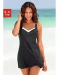 LASCANA Badekleid mit Kontrasteins&auml;tzen und Shaping-Effekt schwarz 40