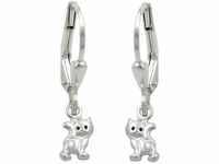 Gallay Paar Ohrhänger Ohrhänger Ohrringe 21x5mm Katze matt-glänzend Silber...