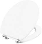 CORNAT WC-Sitz Klassisch wei&szlig;er Look - Hochwertig Holzkern - Komfortables
