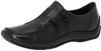 Slipper RIEKER, Damen, Gr. 36, schwarz, Leder, Lederimitat, Schuhe Slipper,