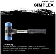 Gummihammer HALDER SIMPLEX Schonhammer &Oslash; 30 mm TPE-soft blau mit verst&auml;rkem...