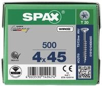 SPAX Spanplattenschraube Spax Senkkopf TX Wirox 4x45 mm 500 St&uuml;ck/Box