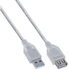 Inline InLine&reg; USB 2.0 Verl&auml;ngerung, St/Bu, Typ A, transparent, 2m USB-Kabel