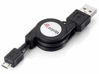 Equip Equip USB Kabel 2.0 A -> micro B St/St 1.00m aufrollbar sw Polybeute...