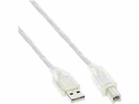 INTOS ELECTRONIC AG InLine® USB 2.0 Kabel, A an B, transparent, 10m USB-Kabel