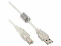 INTOS ELECTRONIC AG InLine® USB 2.0 Kabel, A an B, transparent, mit...