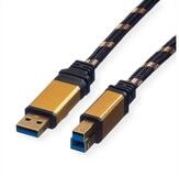 ROLINE GOLD USB 3.2 Gen 1 Kabel, Typ A-B USB-Kabel, USB 3 Typ A M&auml;nnlich (Stecker),