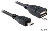 Delock 50cm USB micro-B/USB2.0-A USB Kabel 0,5 m Micro-USB B USB A USB-Kabel