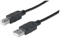 MANHATTAN Hi-Speed USB B Anschlusskabel, USB 2.0, Typ A Stecker - Typ B Stecker