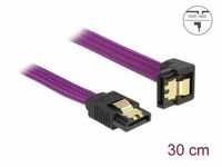 Delock SATA 6 Gb/s Kabel gerade auf unten gewinkelt 30 cm violett...