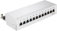 Goobay CAT 5e Mini/Desktop Patch Panel, 12 Port, Grau - STP geschirmt, Grau