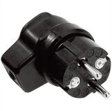 Bachmann Vollgummi-Winkelstecker Stromadapter, 0 cm, schwarz mit Schutzkontakt,