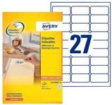 Avery Zweckform Etiketten Etiketten Inkjet/Laser/Kopier 63,5x29,6mm wei&szlig; VE=810