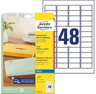 Avery Zweckform Etiketten 1.200 Folien-Adressetiketten J4720-25 transparent...