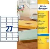 Avery Zweckform Etiketten Adressetiketten 63,5x29,6mm VE=675 St&uuml;ck transparent