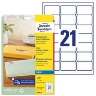 Avery Zweckform Etiketten 525 Folien-Adressetiketten J8560-25 transparent 63,5...