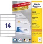 Avery Zweckform Etiketten 3.080 Etiketten 3653-200 wei&szlig; 105,0 x 42,3 mm