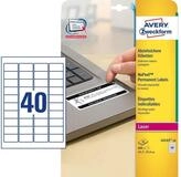 Avery Zweckform Etiketten Etiketten 45,7x25,4mm abziehsicher VE=800 St&uuml;ck wei&szlig;