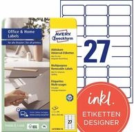 Avery Zweckform Etiketten 270 AVERY Zweckform Etiketten wei&szlig; 63,5 x 29,6 mm
