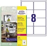 Avery Zweckform Etiketten 160 wetterfeste Folienetiketten L4715-20 wei&szlig; 99,1 x...