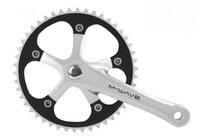 M-Wave Fahrradkurbel M-WAVE Kurbelgarnitur f&uuml;r Single Speed Alu poliert 165mm