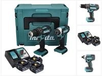 Makita Schlagbohrmaschine DLX 2131 JX1 Akku Kombo Kit 18 V mit DHP 482 62 Nm + DTD