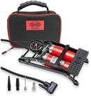 HEYNER Luftpumpe Fu&szlig;luftpumpe Doppelzylinder 2 Zylinder mit Manometer 10 bar +