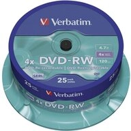 Verbatim DVD-Rohling 25 Verbatim Rohlinge DVD-RW 4,7GB 4x Spindel