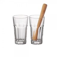 LEONARDO Sektglas Leonardo Bar-Set Rocks 3-teilig Glas Holz transparent 16,8 cm,