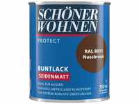 SCHÖNER WOHNEN FARBE Lack Protect Buntlack, 750 ml, nussbraun RAL 8011,...