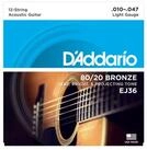 Daddario Saiten, (EJ36 10-47 12-string 80/20 Bronze Light), EJ36 10-47 12-string