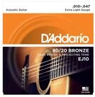Daddario Saiten EJ10 f&uuml;r Akustikgitarre, Bronze, Extra Light, 10-47