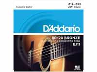Daddario Saiten EJ11, für Westerngitarre, 80/20 Bronze, 12-53