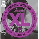 Daddario Saiten, (E-Git.Saiten EXL120-3D 09-42 Nickel Wound 3er Set), E-Git.Saiten