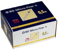 Becton Dickinson Feindosierspritze BD Micro-Fine+Insulinspritze 0,5 ml U40 0,3x8mm,