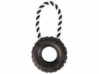 TRIXIE Outdoor-Spielzeug Reifen am Seil, Naturgummi, Maße: ø 15 cm / 32 cm