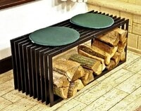DanDiBo Kaminholzregal Kaminholzst&auml;nder Bank D-Stil 100 cm Holzkorb Kaminholzhalter,