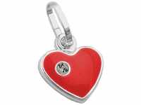 Gallay Herzanhänger 9mm Herz rot lackiert mit Glasstein Silber 925 (Anhänger,