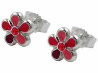 Gallay Paar Ohrstecker Ohrring 6,5mm Kinderohrring Blume rot-lackiert Silber 925