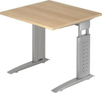 HAMMERBACHER Schreibtisch Schreibtisch C-Fu&szlig; 80x80cm Eiche/Silber
