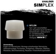 Gummihammer HALDER SIMPLEX Schonhammer &Oslash; 30 mm Nylon mit verst&auml;rkem...